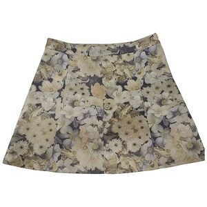 NWOT‎ Twik MEDIUM Floral A-Line Skirt - Beige green faux suede